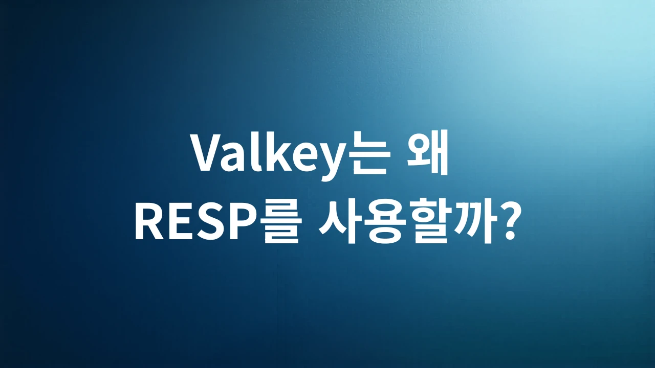 파란색 배경 위에 Valkey는 왜 RESP를 사용할까라는 제목이 적힌 대표 이미지